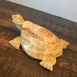 Hand Carved Natural Onyx Turtle Figurine/Paper Weight, Stone Carving , 6" x 5"